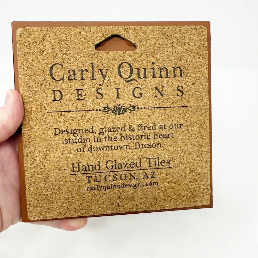 Carley Quinn Design Cherry Blossom Tile Art Trivet‎ Red